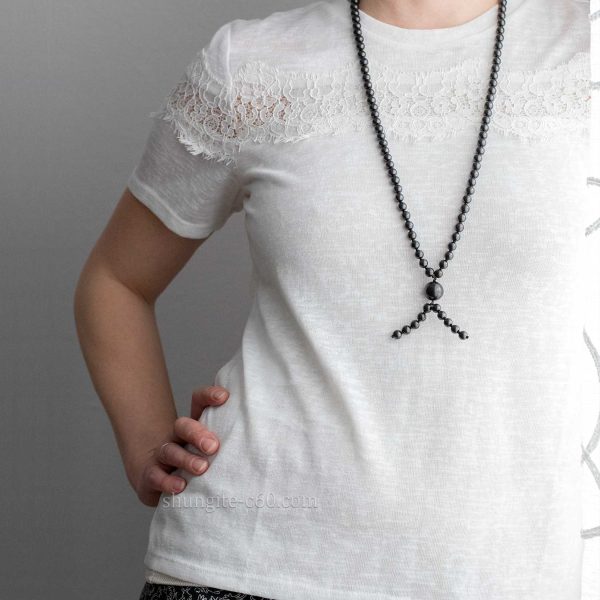 model with necklace on